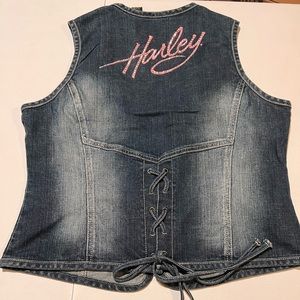 Harley Davidson Bling Vest/Jeans Set XL 14 Women’s